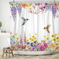 thumbnail image 3 of Watercolor Hummingbird Wildflower Waterproof Shower Curtain For Bathroom,72x78 Inch, 3 of 4