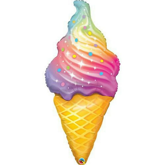 LOONBALLOON Birthday Food Balloons, 45″ RAINBOW SWIRL ICE CREAM
