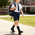 thumbnail image 4 of Trikvn Boys' School Uniform Shorts Set Short Sleeve Shirt with Necktie and Elastic Waist Shorts Student Outfit for Chorus Performance Formal Dressy and Casual Wear, 4 of 8