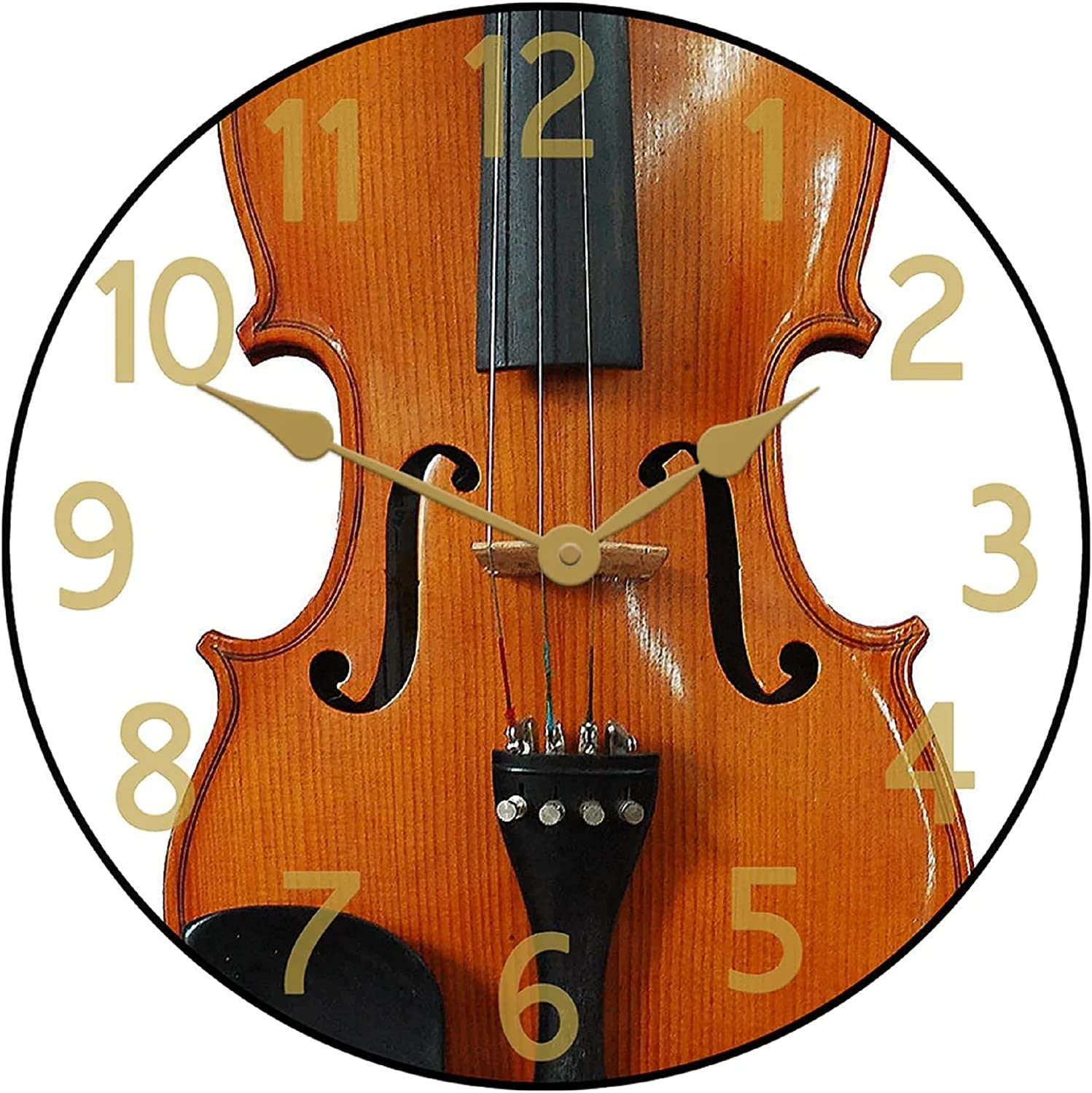 Violin Clock Music Clock Ultra Quiet Quartz Mechanism Hand Made in USA Beautiful Crisp