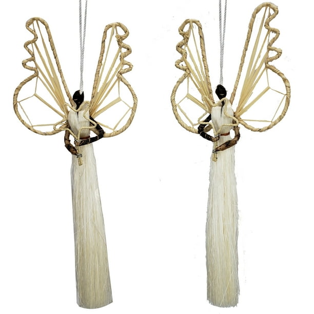 Angel Rattan Wings With A Star Dressed In Sisal And Banana Bark Christmas Tree Hanging Ornament Arrangement Décor Walmart Com Walmart Com