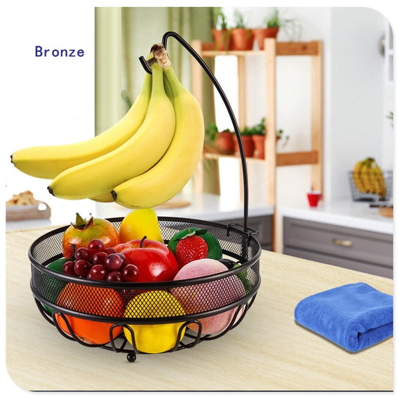 Fuleadture Fruit Holder with Banana Holders for Countertop,Bronze