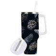 thumbnail image 2 of 40 oz Tumbler With Handle Stainless Steel Insulated Tumbler With Lid for Car Cup Holder Deep Gray Feathers and Pinecones, 2 of 9