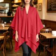 thumbnail image 5 of Lutiedan Shawl Wraps for Women, Soft Elegant Poncho Cape with Pockets, Open Front Scarf Blanket Cardigan for Fall Winter,Red, 5 of 7