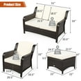 thumbnail image 3 of Costway Ensemble de Mobilier de Terrasse en Rotin 5 Pcs Causeuse Sofa Ottoman Coussin Blanc Cassé, 3 of 10