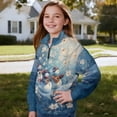 thumbnail image 4 of Xoenoiee Christmas Snowman Flower Print Plus Size Sweatshirts for Girls Kids Xmas Half Zip Pullover Long Sleeve Oversized Drop Shoulder Y2K Clothes, Size 7-8 Years, 4 of 7