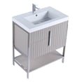 thumbnail image 3 of Fine Fixtures Serenity 30 in. W x 18 in. D x 33.5 in. H Bathroom Vanity in Bright Taupe with White Gel Coated Thick Edge Top with Chrome Hardware, 3 of 5