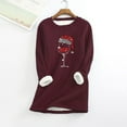 thumbnail image 2 of Womens Fall Fashion Womens Fall Fashion Flannel Shirts Christams Shirts Fleece Lined Pullover Long Sleeve Round Neck Sweatshirt Elk Top, 2 of 5