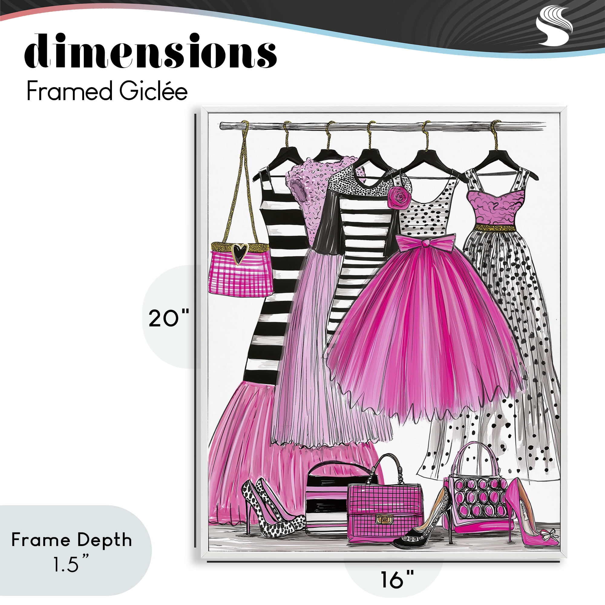 Stupell Industries Chic Pink Tulle Dresses White Framed Giclee Art, design by Jess Stempel