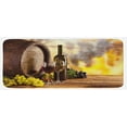 thumbnail image 1 of Wine Kitchen Mat, Red and White Wine Bottle Glass on Wooden Keg Quality Taste Traditional, Plush Decorative Kitchen Mat with Non Slip Backing, 47" X 19", Brown Pale Green Yellow, by Ambesonne, 1 of 1