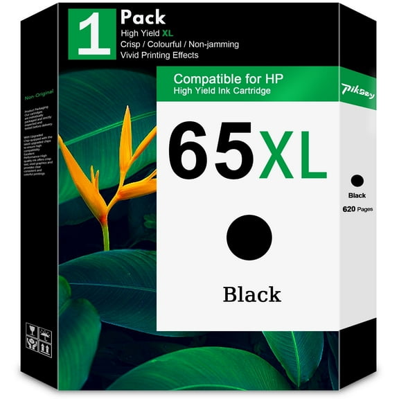 65XL Ink Cartridge 1-Pack Black Compatible for HP 65 Ink Cartridges for HP AMP 100 105 DeskJet 2600 3700 2622 ENVY 5000 5010 Printers
