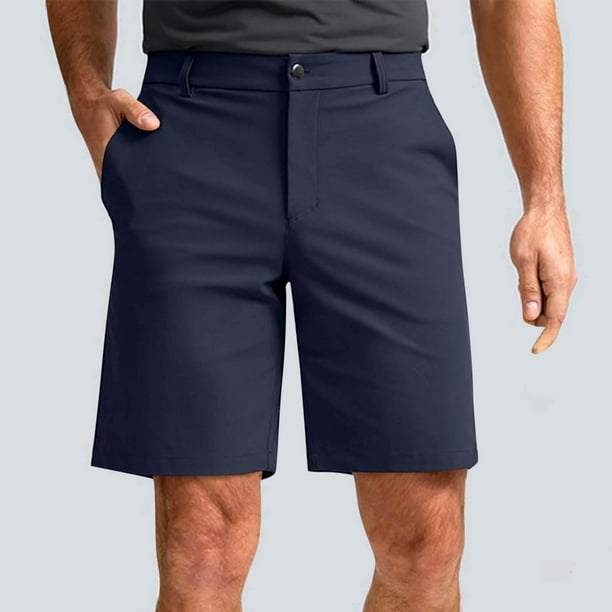 Ceisia Men's Solid Color Straight Leg Outdoor Shorts, Button Fly Casual Hiking Shorts for Men Navy XXXL Gifts