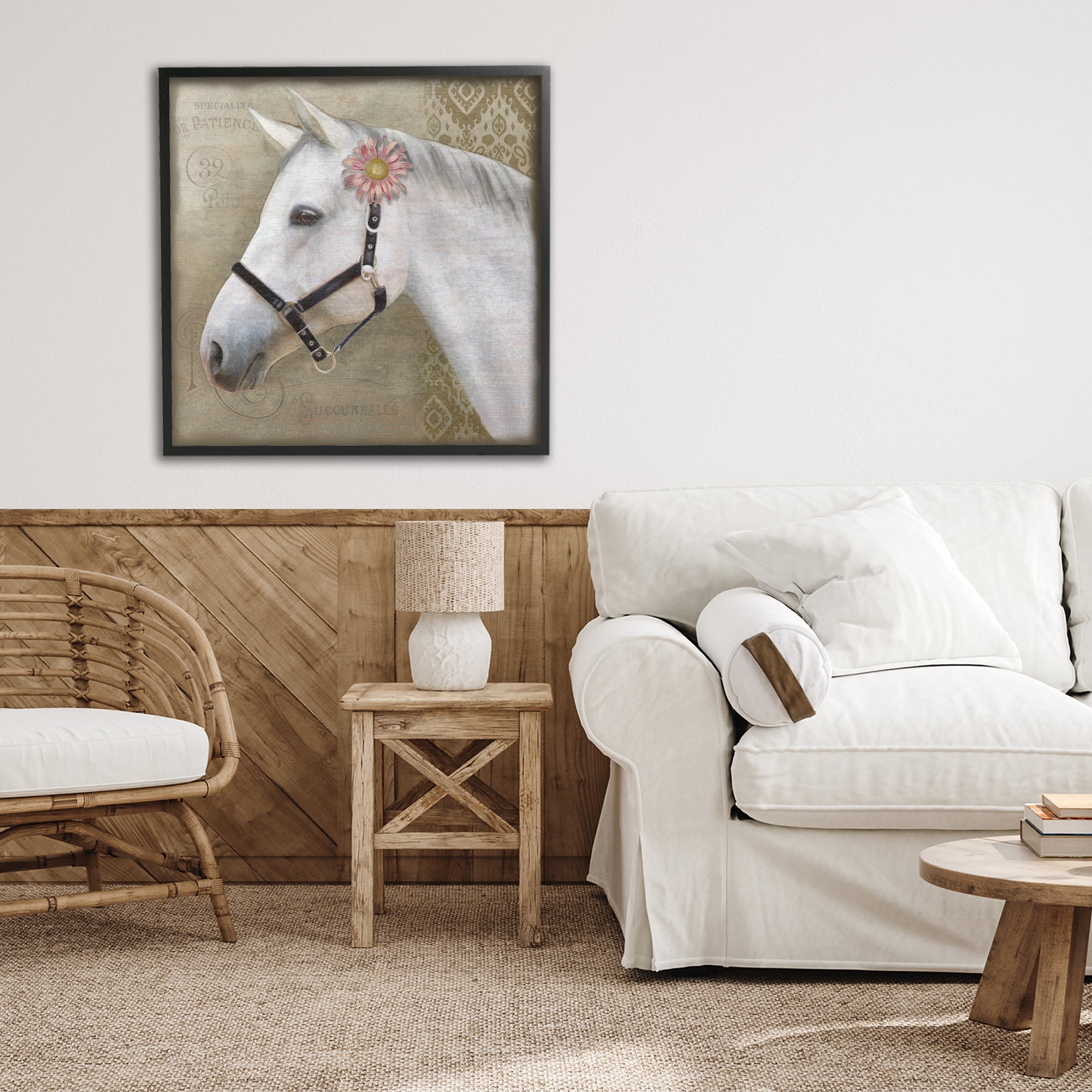 Stupell Industries Boho Barnyard Horse Black Framed Giclee Art, design by Suzanne Nicoll