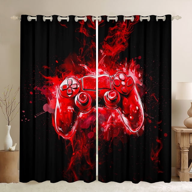 Erosebridal Rideaux et Draperies Rouges pour Manette de Jeu (52x84), Rideaux Occultants Imprimés Aquarelle pour Chambre, Décoration de Chambre