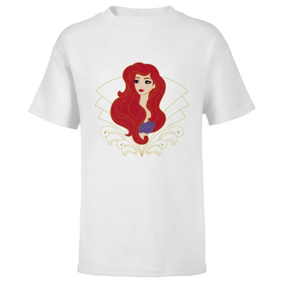 Disney Princess Ariel Modern Art Deco Style - Short Sleeve T-Shirt for Kids - Customized-White