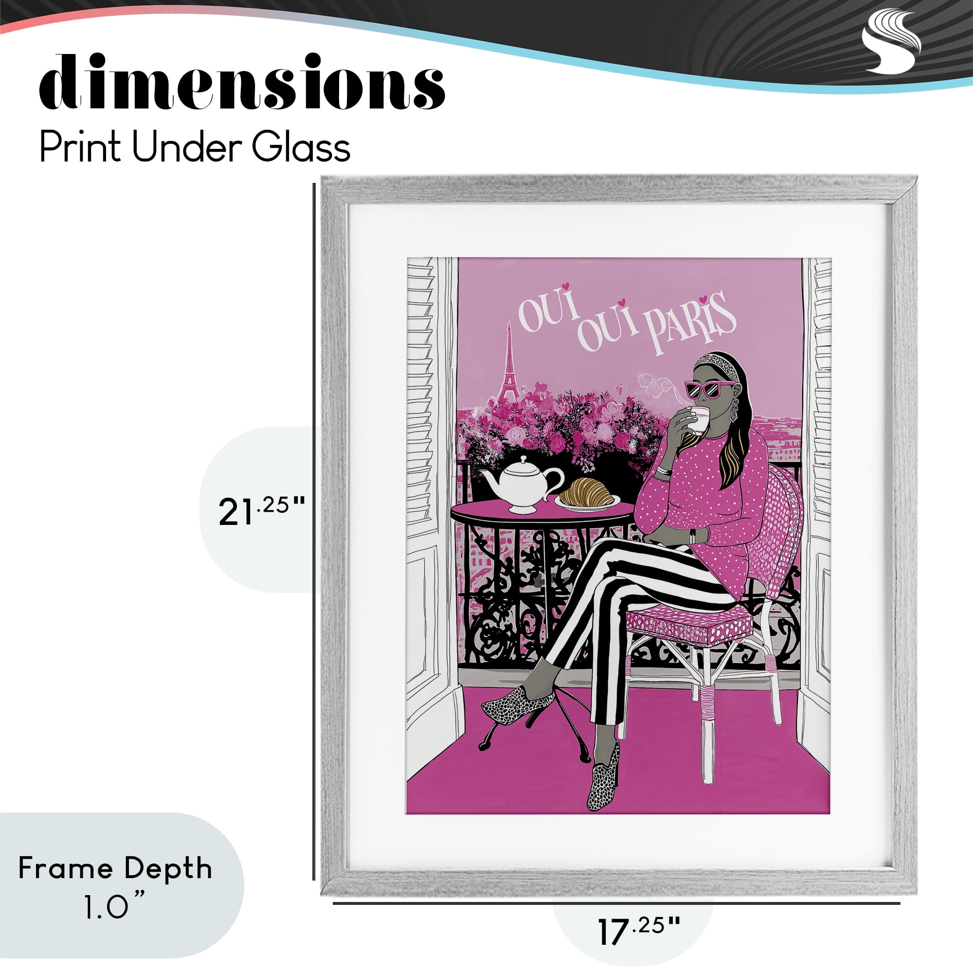 Stupell Industries Oui Oui Parisian Cafe Morning Gray Framed Print Under Glass, design by Jess Stempel