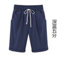 thumbnail image 2 of Pantalones cortos Cintura elástica Pantalones cortos sueltos Mujer Trajes de verano, Azul oscuro, XL kenally AP002089-63, 2 of 6