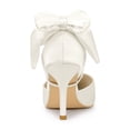 thumbnail image 2 of BLISSFUL STEP Edition Women's Shoes Satin High Heel Pumps Bow Decor Pointed Toe Slip-On Shoes White 8, 2 of 7
