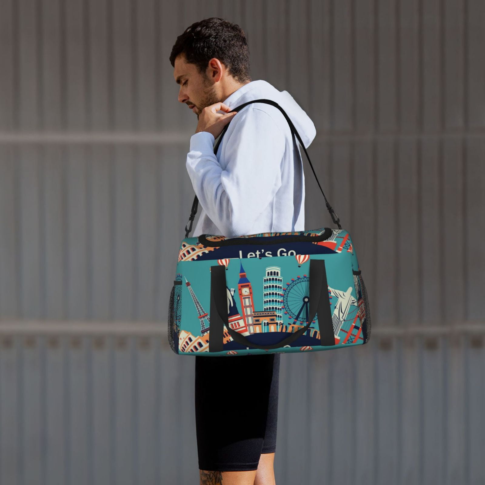 Fuzoiu Let's go Travel Print Travel Duffle Bag,Carry On Tote Bags,Duffel Bag,Sport Gym Bag, Hospital Bag for Labor and Delivery, Overnight Bag,Luggage Bag