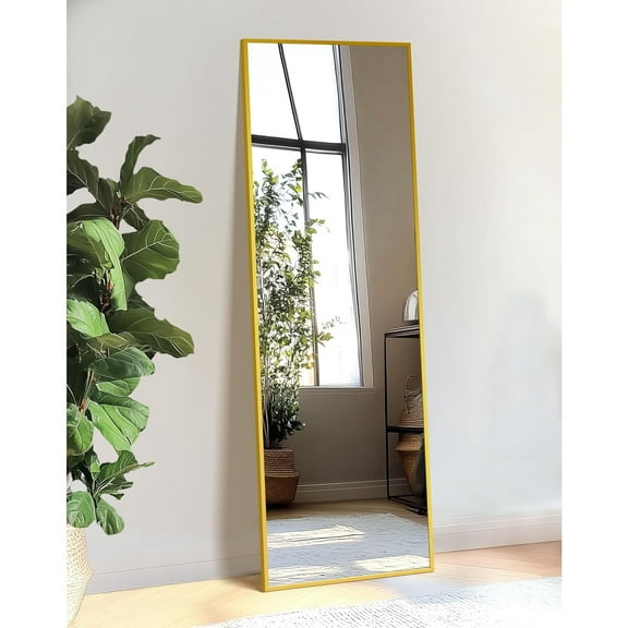 Standing MMIRROR FULL LENGTH Mirror,15" x 56" Large Floor Mirror with Aluminium Frame for Door Bedroom Bathroom Living Room(Gold)
