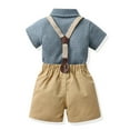 thumbnail image 4 of Boy Outfits Cotton Short Sleeve Shirt Tops Shorts With Tie Child Gentleman Outfits Boy Clothes Blue 2 Years-3 Years, 4 of 7