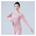 thumbnail image 2 of Woman Ballet Wrap Tops Knitted Long Sleeve Dance Shirts Bandage Tops Adults Dancewear Training Tops, 2 of 7