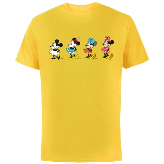Disney Minnie Mouse Through the Decades - Short Sleeve Cotton T-Shirt for Adults - Customized-Yellow