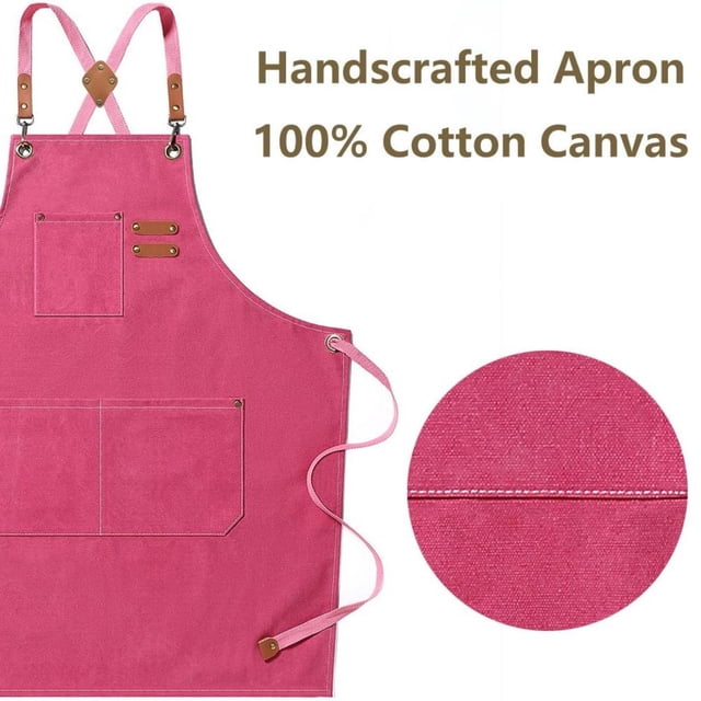 Hbdhejl Chef Aprons For Men Women With Large Pockets Canvas Back Heavy Duty Adjustable Work Apron