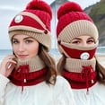 thumbnail image 2 of Autumn And Winter Thickened Warm Hat For Women, Protect The Ears And Neck, Breathable Three-piece Set Riding Head Knit Hat, 2 of 5