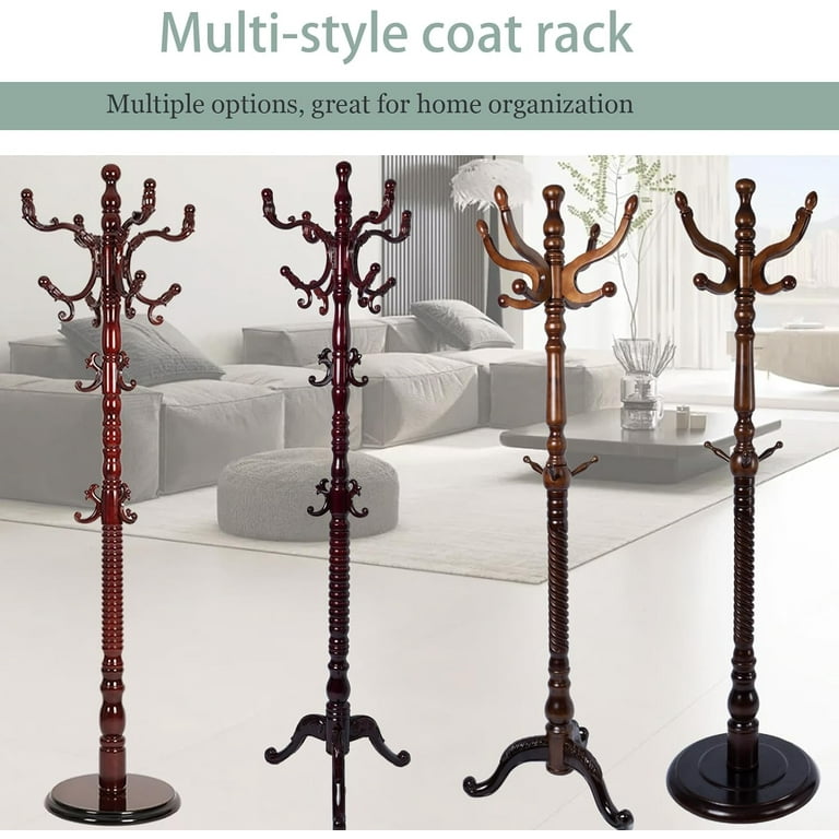 Coat Rack Stand, Birch,Vintage Clothes Hanger Adjustable Height,11