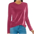 thumbnail image 3 of QATAINLAV Camisas Para Hombres Women's Elegant Long Sleeve Tops Round Neck Vintage Velvet Blouse Casual Solid Color Pullover Tees Shirts for Christmas Hot Pink XXL, 3 of 7