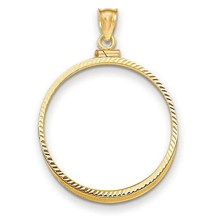 14k Yellow Gold Screw Top $20 Bezel Necklace Pendant Charm Coin