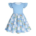 thumbnail image 6 of SGFCWSX Toddler Girls Summer Dress Flutter Sleeve Bunny Print Party Casual A-Line Dress for Kids Blue Size 5T, 6 of 6