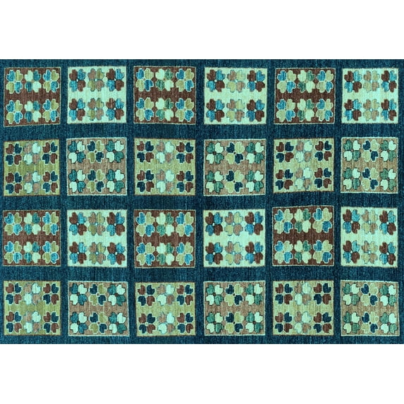 Ahgly Company Indoor Rectangle Abstract Light Blue Modern Area Rugs, 7' x 10'