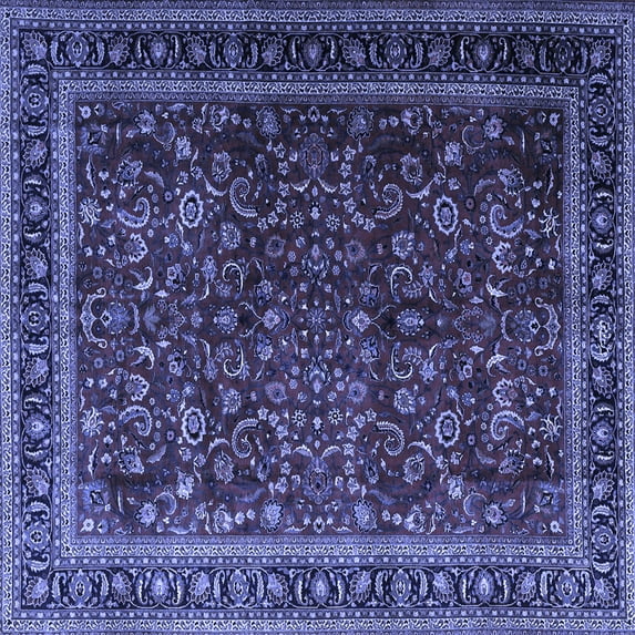 Ahgly Company Machine Washable Indoor Square Persian Blue Traditional Area Rugs, 7' Square