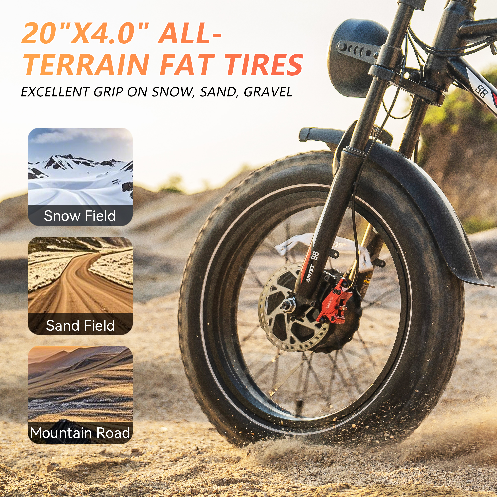 SUNTIBYE S8 2Pcs Electric Bike,Dual Motor Peak 3000W Ebike ,20"x4" Fat Tire Mountain Bike,7-Speed 48V 25AH UL2849