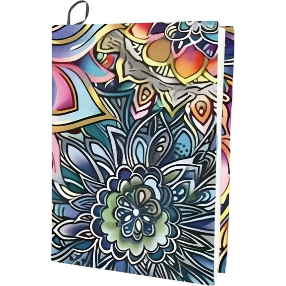 Bohemia Flower Stretchable Book Cover Floral Washable Reusable Large Nylon Book Sleeve Book Protector Elastic Notebook Wraps for 9x11 inch Hardcover Books Textbook Gift DIY