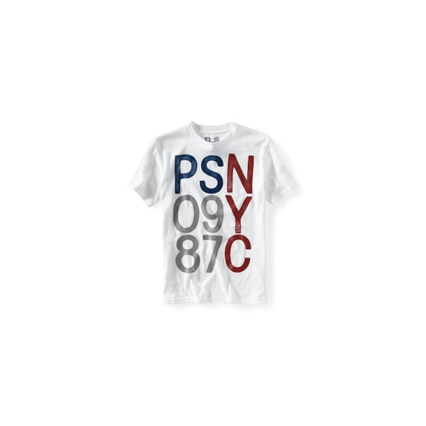 Aeropostale Boys Stacked PSNY Graphic T-Shirt, Blanco, 4 Aeropostale Camiseta gráfica