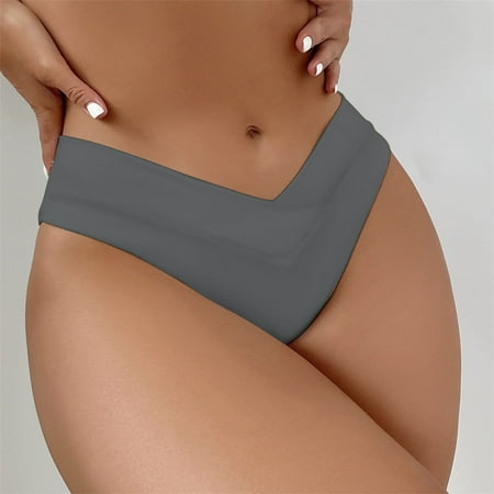 Winunum Swimsuit Bottoms Thong Bikini Women s V Cut High Waisted Swim Bottom High Cut Bikini Swimsuit Bottom Women s Swimwear Swim Shorts Women Gray L
