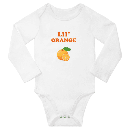 

Cute Baby Long Bodysuit Lil Orange Fruit Funny Baby Long Jumpsuit Infant Clothes (White 6-12 Months)