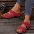 thumbnail image 3 of Rokment Platform Wedge Orthopedic Sandals for Women 2026 Summer Fashion Casual Leather Open Toe Orthotic Walking Slip on Comfortable Beach Dress Slides Slippers Adjustable Red Size 6, 3 of 5