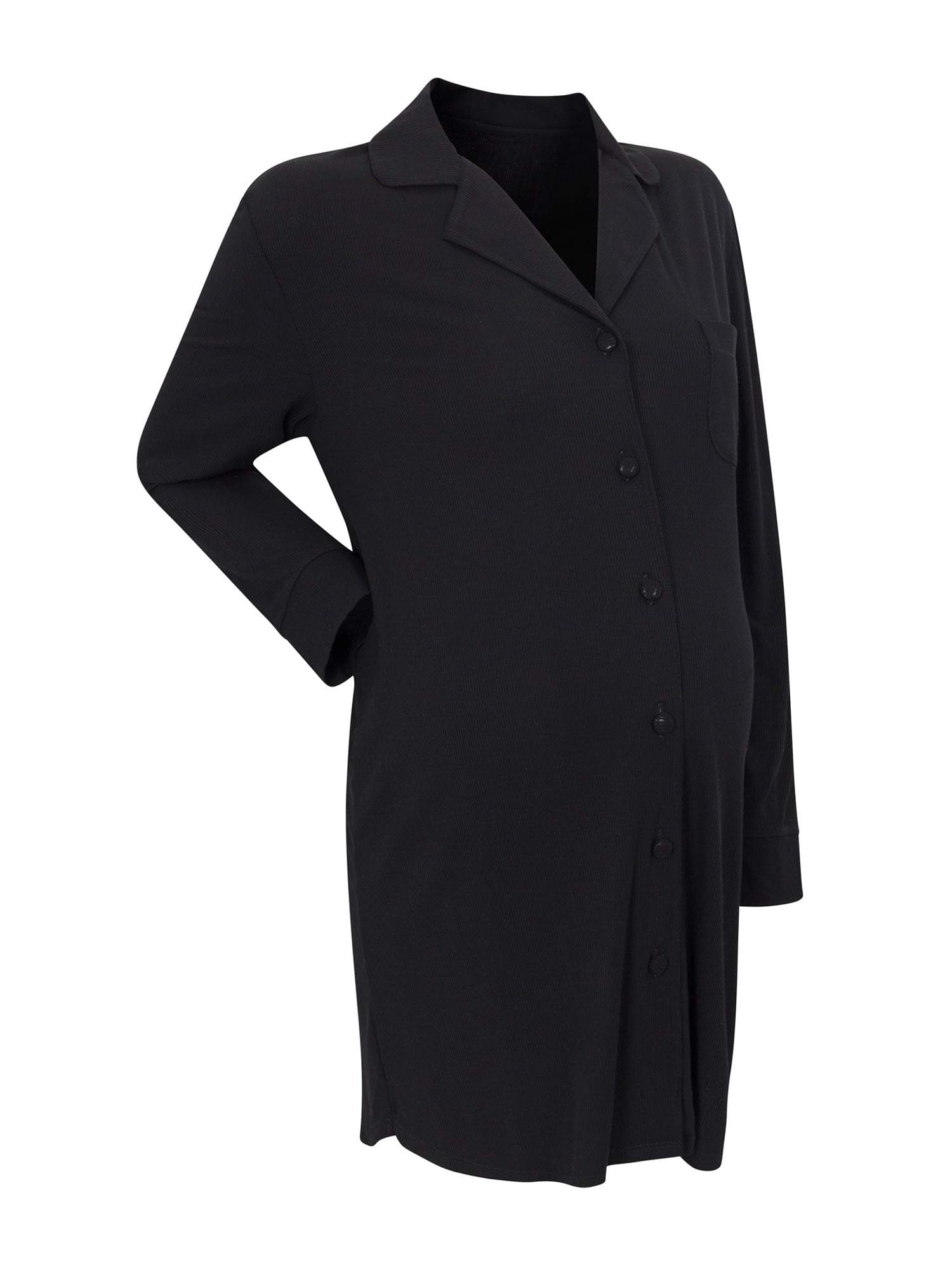 Ingrid & Isabel For Every Belly Women's Maternity Rib Button Down Sleepshirt, Sizes S-XXXL