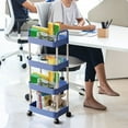 thumbnail image 7 of RBCKVXZ 4 Tier Rolling Cart - Plastic Utility Cart with Wheels, Detachable Utility Storage Cart with Handle and Lockable Casters for Bathroom, Living Room, Kitchen, Office (Blue), 7 of 7