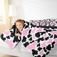 thumbnail image 4 of Manfei Milk Cattle Print Full Size Comforter Sets,Rustic Farm Animal Bedding Comforter Set,Pink White Black Bedding Sets For Teens,Luxury Bedroom Decor Reversible,3-Piece, 4 of 8