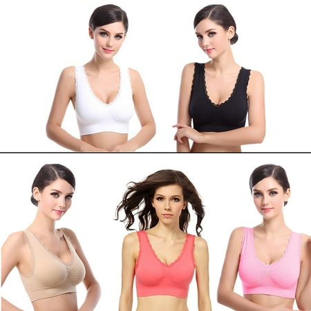 Sports Bras for Women, Viugreum Everyday Bras Comfortable Lace Yoga Bra Plus Size with Removable Pads ,