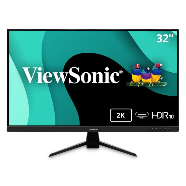 ViewSonic VX3267U-2K 32 Inch 1440p IPS Monitor with 65W USB C, HDR10 Content Support, Ultra-Thin Bezels, Eye Care, HDMI, and DP Input, Black