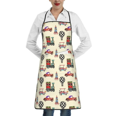 

Lukts Retro Steampunk Vehicle1 Pattern Kitchen Apron Waterdrop Resistant Apron with adjustable Aprons for Women and Men with Pockets Cooking Apron