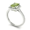 thumbnail image 2 of 1.86 ctw with Simulated Diamond Halo Accents Anniversary Ring for Women | Emerald Cut Natural Peridot | Hyperallergenic Solid 18K White Gold, 2 of 5