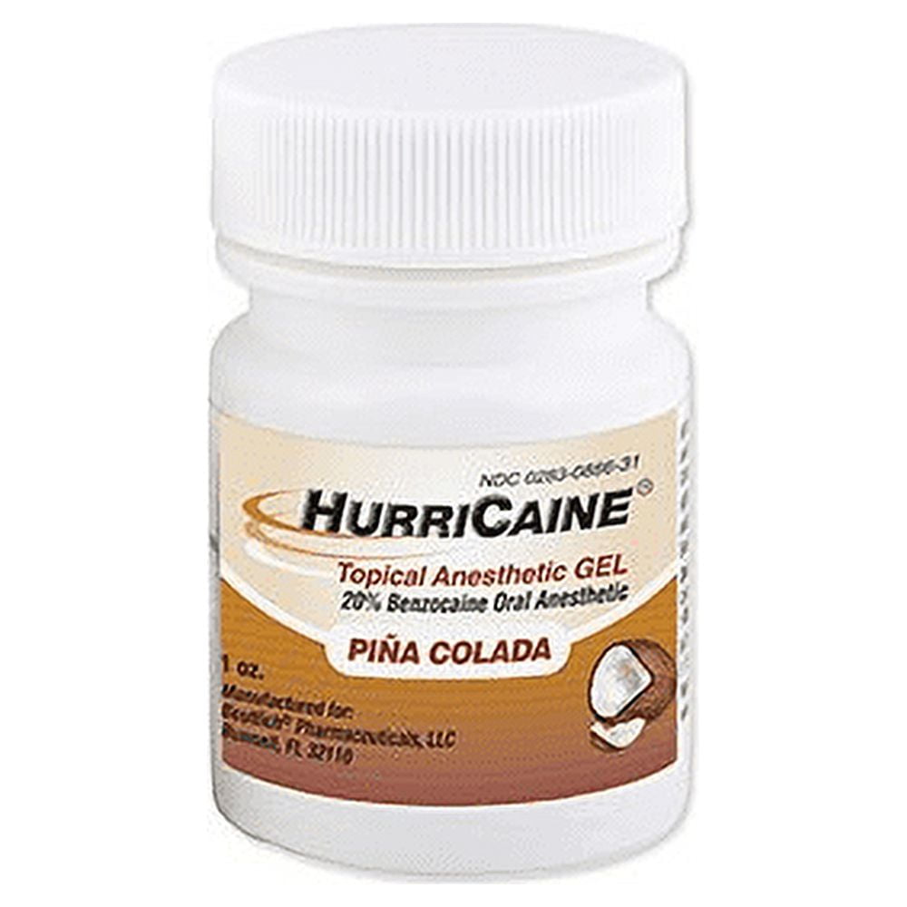 HurriCaine Pina Colada Flavored Oral Topical Anesthetic 20% Gel Jar, 1 oz