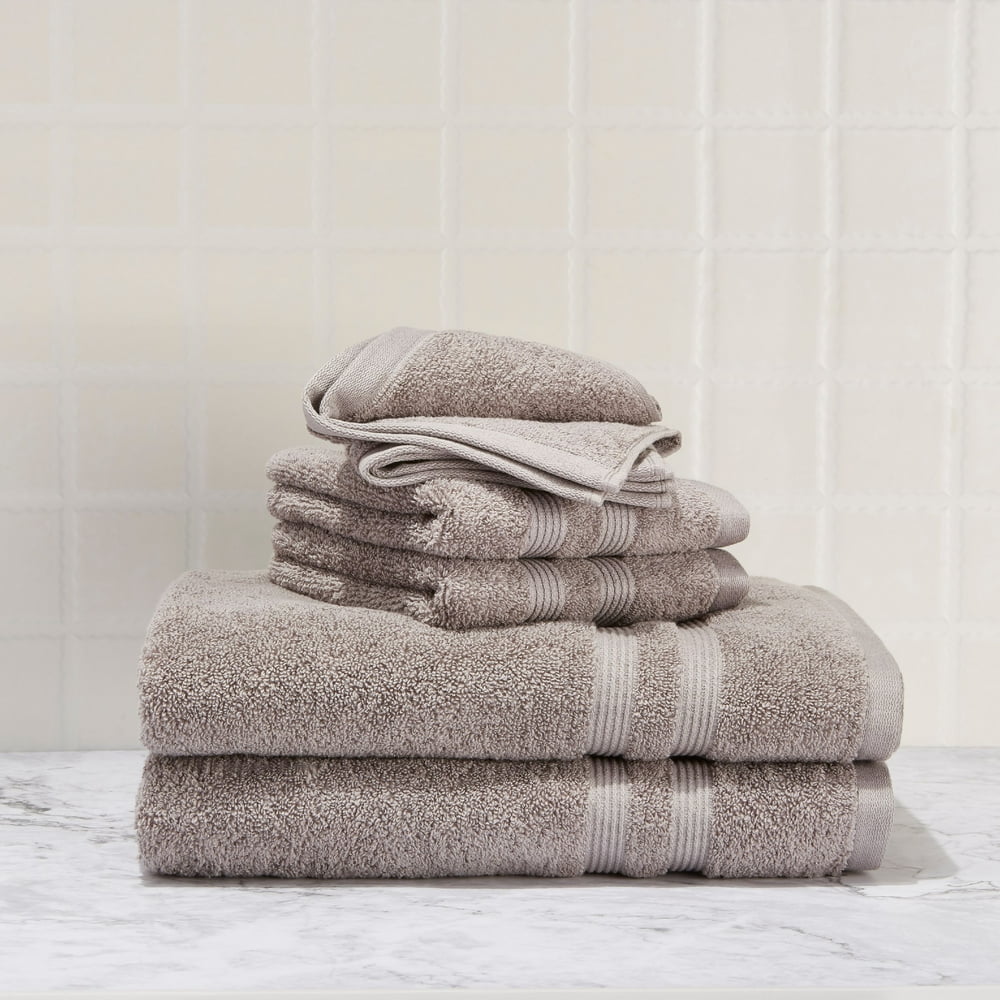 Mainstays Performance Solid 6Piece Bath Towel Set Grey Flannel